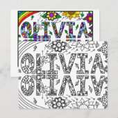 Postale Olivia, Une carte pour la couleur (Devant / Derrière)
