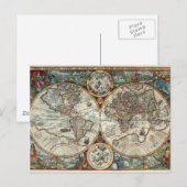 Postale Orbis Terrarum 1594 - Carte du monde (Devant / Derrière)