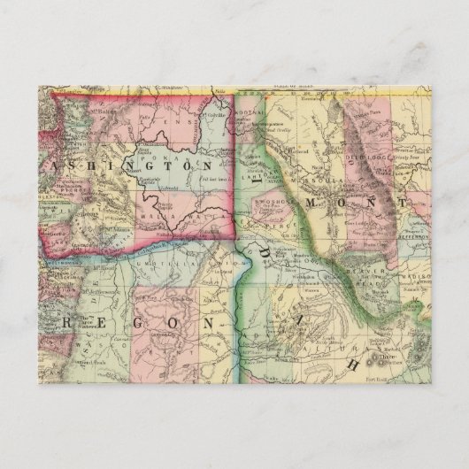 Postale Ore, Lavage, Idaho, Carte du Mont par Mitchell (Devant)
