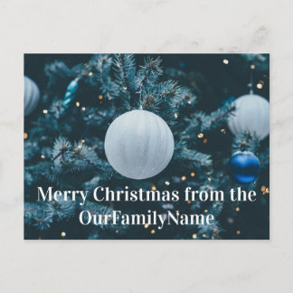 Postale Ornement d'arbre Noël blanc personnaliser carte po