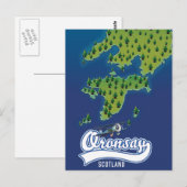 Postale Oronsay Écosse carte de l'île (Devant / Derrière)