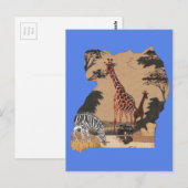 Postale Ouganda - Carte de la faune - Imprimer (Devant / Derrière)
