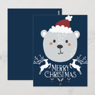 Postale Ours polaire Funny Noël Fêtes de Noël Marine Carte
