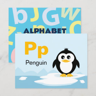 Postale P est pour Penguin - Carte Flash Alphabet