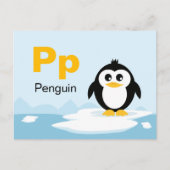 Postale P est pour Penguin - Carte Flash Alphabet (Devant)