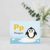 Postale P est pour Penguin - Carte Flash Alphabet (Debout devant)