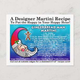 Postale Pain d'épices Homme Martini de Noël Recette Carte 