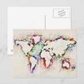 Postale Paint Splashes Texte Carte du monde (Devant / Derrière)