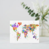 Postale Paint Splashes Texte Carte du monde (Debout devant)
