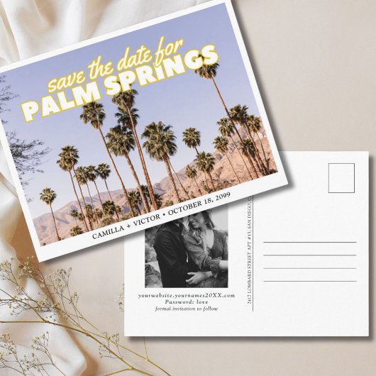 Postale Palm Springs Wedding Enregistrer la date Carte pos