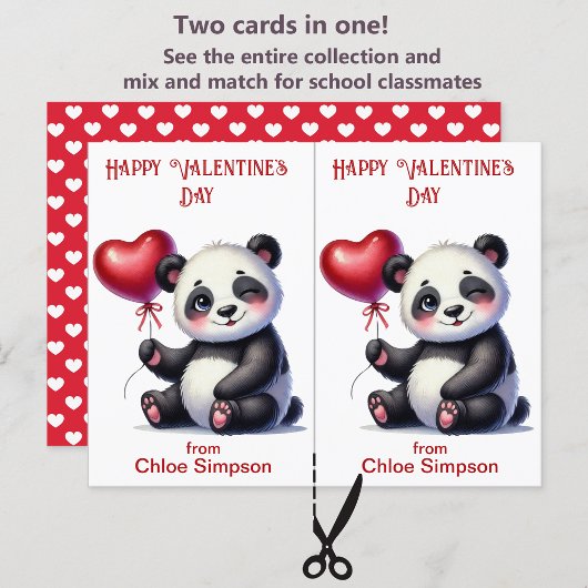 Postale Panda Bear Carte de la Saint Valentin pour enfants