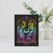 Postale Panneau Zodiac Pisces Carte Tarot (Debout devant)