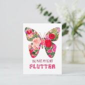 Postale Papillon de fleurs florales Valentine's Day Carte (Debout devant)