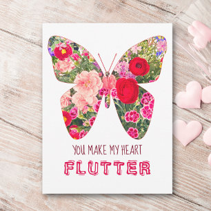 Postale Papillon de fleurs florales Valentine's Day Carte 