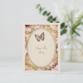 Postale Papillon Roses Anciennes, Notes de Musique Carte d (Debout devant)