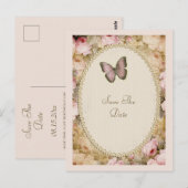 Postale Papillon Roses Anciennes, Notes de Musique Carte d (Devant / Derrière)