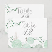 Postale Papillons et chrysanthèmes verts Carte de table (Devant / Derrière)
