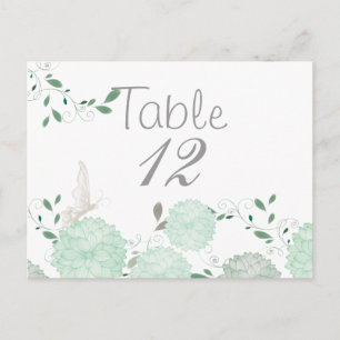 Postale Papillons et chrysanthèmes verts Carte de table