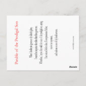 Postale Parabole de la carte de prière du fils prodigue (Dos)