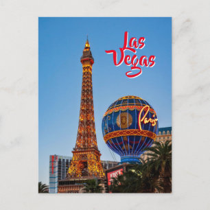 Postale Paris Las Vegas à la tombée de la nuit Carte posta