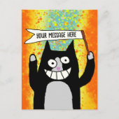 Postale Parti chat avec signe carte personnalisée (Devant)