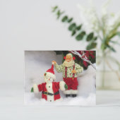 Postale Passage À Niveau - Père Noël Construit Une Carte P (Debout devant)