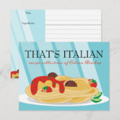 Postale Pasta Carte de recette du gardien de cuisine de no (Devant / Derrière)