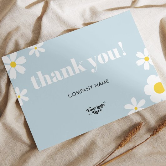 Postale Pastel Blue Daisy Logo Marque Carte de remerciemen
