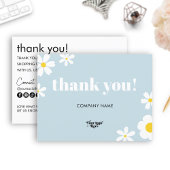Postale Pastel Blue Daisy Logo Marque Carte de remerciemen