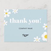 Postale Pastel Blue Daisy Logo Marque Carte de remerciemen (Devant)