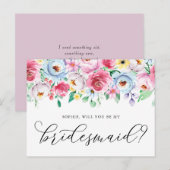 Postale Pastel Flowers Serez-Vous Ma Carte D'Épouse (Devant / Derrière)