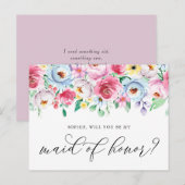 Postale Pastel Flowers Serez-vous ma carte d'honneur (Devant / Derrière)