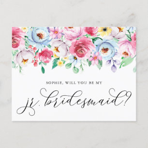 Postale Pastel Flowers Serez-Vous Ma Carte Jr Bridesmaid