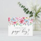 Postale Pastel Flowers Serez-Vous Ma Page Carte Garçon (Debout devant)