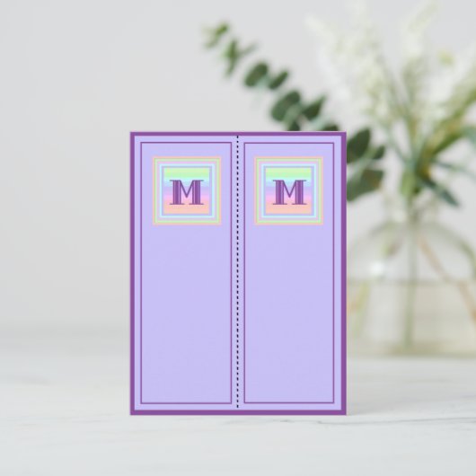 Postale Pastel Patterned Monogram M Signets de carte posta (Debout devant)