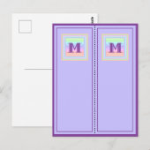 Postale Pastel Patterned Monogram M Signets de carte posta (Devant / Derrière)