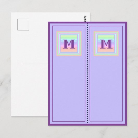 Postale Pastel Patterned Monogram M Signets de carte posta (Devant / Derrière)