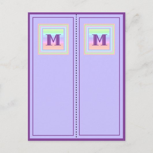 Postale Pastel Patterned Monogram M Signets de carte posta (Devant)