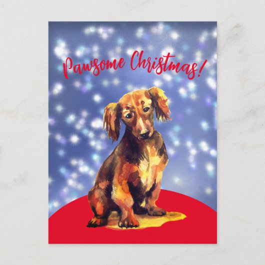 Postale Pawsome noël avec un chien de saucisse ! Carte pos (Devant)