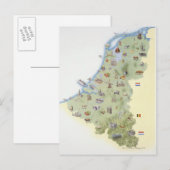 Postale Pays-Bas, carte montrant les caractéristiques dist (Devant / Derrière)