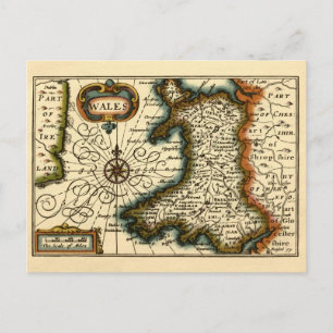 Postale Pays de Galles - Carte ancienne de l'atlas britann