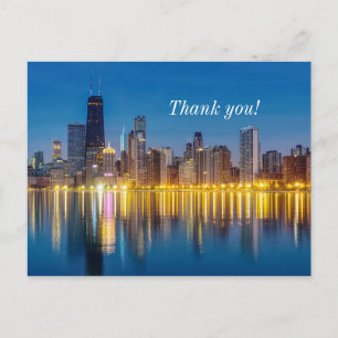 Postale Paysage urbain de Chicago à l'aube Carte de remerc
