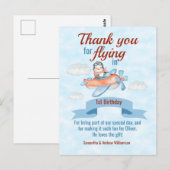 Postale Penguin Avion bleu 1er Carte de remerciements anni (Devant / Derrière)