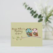 Postale Penser à la carte de hibou de qui (Debout devant)