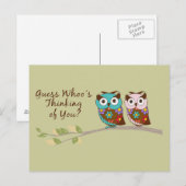Postale Penser à la carte de hibou de qui (Devant / Derrière)