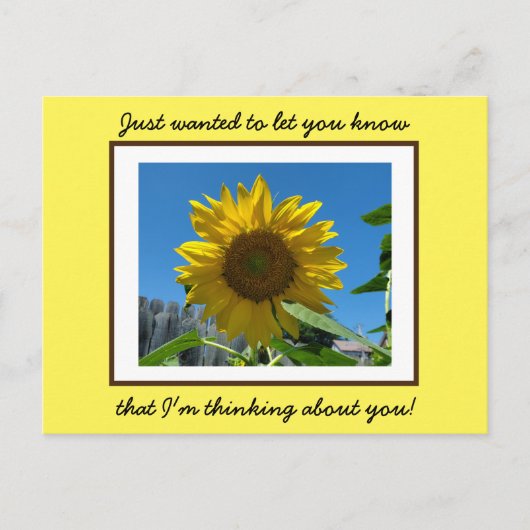 Postale Pensez à vous jolie carte de tournesol jaune (Devant)