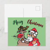 Postale Père Noël & Rudolph Joyeux croûte de Noël. Carte p (Devant / Derrière)