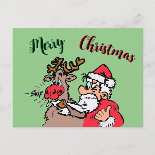 Postale Père Noël & Rudolph Joyeux croûte de Noël. Carte p (Devant)