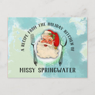 Postale Père Noël ustensiles cuisine cuisson carte de rece