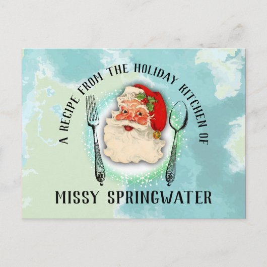 Postale Père Noël ustensiles cuisine cuisson carte de rece (Devant)